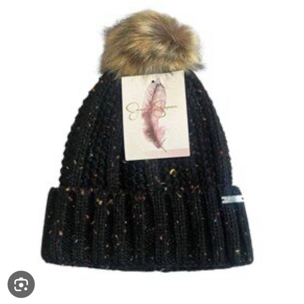 Jessica Simpson Women's Speckled Ribbed Knit Beanie Hat